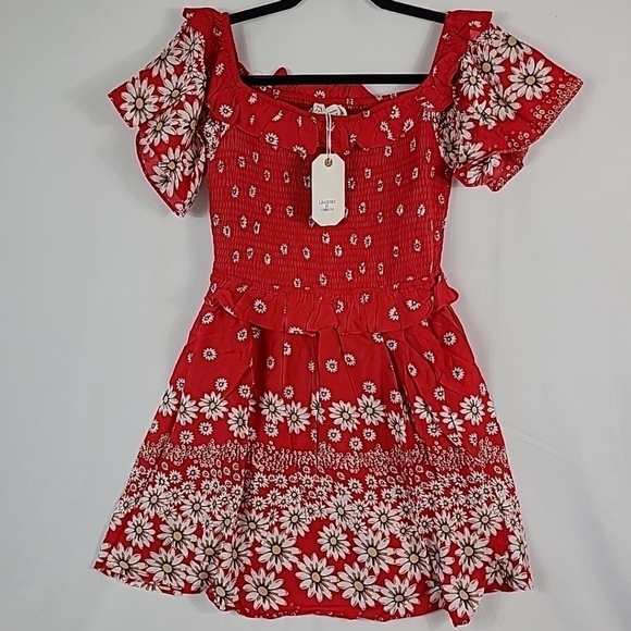 NEW Loveriche Daisy Chains Boho Anthro Dress in Red Sz S - Picture 1 of 8